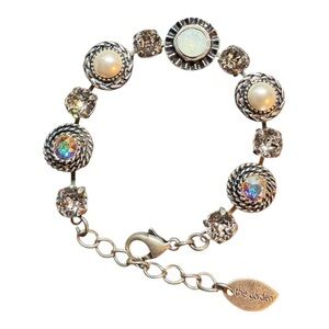 Silver Pearl and Crystal Artisan Bracelet